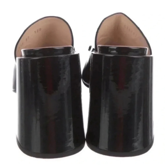 Gucci Lexi 105 Black Patent Leather Horsebit Backless Sandal Mule Block Heel - Picture 5 of 7